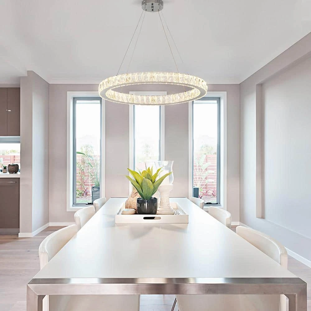 Home Decorators Collection 24 in. Chrome Integrated LED Pendant with Clear Crystals 10 Home Decorators Collection 24 in. Chrome Integrated LED Pendant with Clear Crystals - Image 8