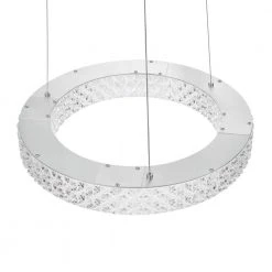 Home Decorators Collection Wesley Park 100-Watt Integrated LED Chrome Pendant Hanging Light with Clear Round Acrylic Ring Shade -Flora Home Decorators Soldes chrome home decorators collection chandeliers 21221 66 1000