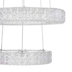 Home Decorators Collection Wesley Park 150-Watt Integrated LED Chrome Pendant Hanging Light with Clear Round Acrylic Ring Shades -Flora Home Decorators Soldes chrome home decorators collection chandeliers 21222 1d 1000