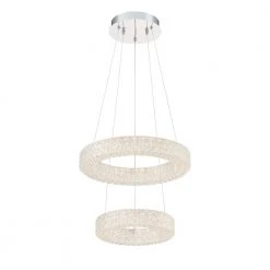 Home Decorators Collection Wesley Park 150-Watt Integrated LED Chrome Pendant Hanging Light with Clear Round Acrylic Ring Shades -Flora Home Decorators Soldes chrome home decorators collection chandeliers 21222 c3 1000
