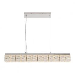 Home Decorators Collection Keighley 36 in. Integrated LED Chrome Modern Linear Chandelier for Dining Room or Kitchen Island with Crystal Shade