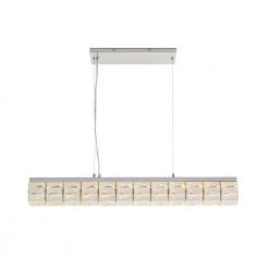 Home Decorators Collection Keighley 36 in. Integrated LED Chrome Modern Linear Chandelier for Dining Room or Kitchen Island with Crystal Shade -Flora Home Decorators Soldes chrome home decorators collection chandeliers 7151 ndm 66 1000