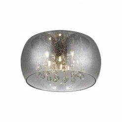 Home Decorators Collection 5-Light Chrome Glass Integrated LED Flush Mount with Clear Glass Beads