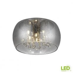 Home Decorators Collection 5-Light Chrome Glass Integrated LED Flush Mount with Clear Glass Beads -Flora Home Decorators Soldes chrome home decorators collection flush mount lights 17160 66 1000