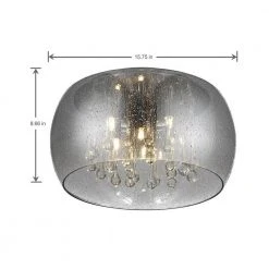 Home Decorators Collection 5-Light Chrome Glass Integrated LED Flush Mount with Clear Glass Beads -Flora Home Decorators Soldes chrome home decorators collection flush mount lights 17160 77 1000