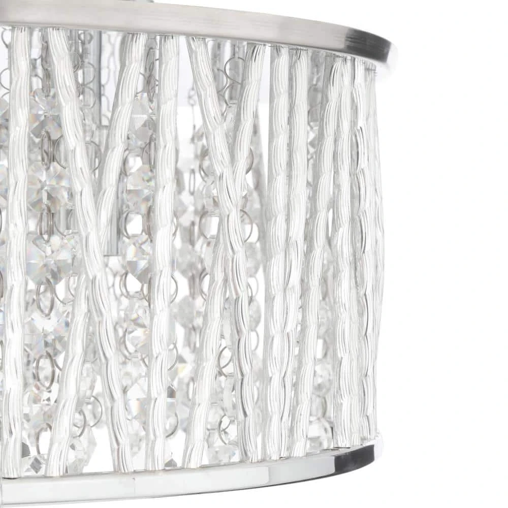Home Decorators Collection Saynsberry 11.5 in. 3-Light Polished Chrome and Crystal Drum Shape Flush Mount Bedroom Ceiling Light Fixture 10 Home Decorators Collection Saynsberry 11.5 in. 3-Light Polished Chrome and Crystal Drum Shape Flush Mount Bedroom Ceiling Light Fixture - Image 8