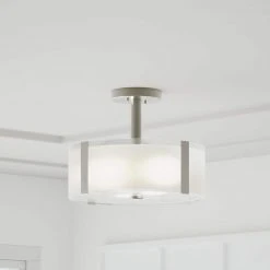 Home Decorators Collection Bourland 14 in. 3-Light Polished Chrome Semi-Flush Mount Kitchen Ceiling Light with Glass Drum Shade -Flora Home Decorators Soldes chrome home decorators collection flush mount lights cp0902 e1 1000