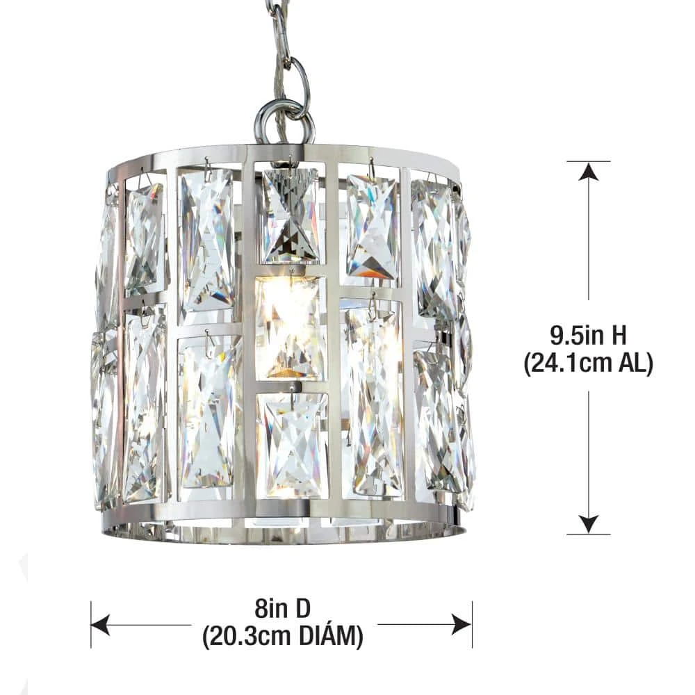 Home Decorators Collection Kristella 1-Light Crystal and Chrome Pendant 10 Home Decorators Collection Kristella 1-Light Crystal and Chrome Pendant - Image 8