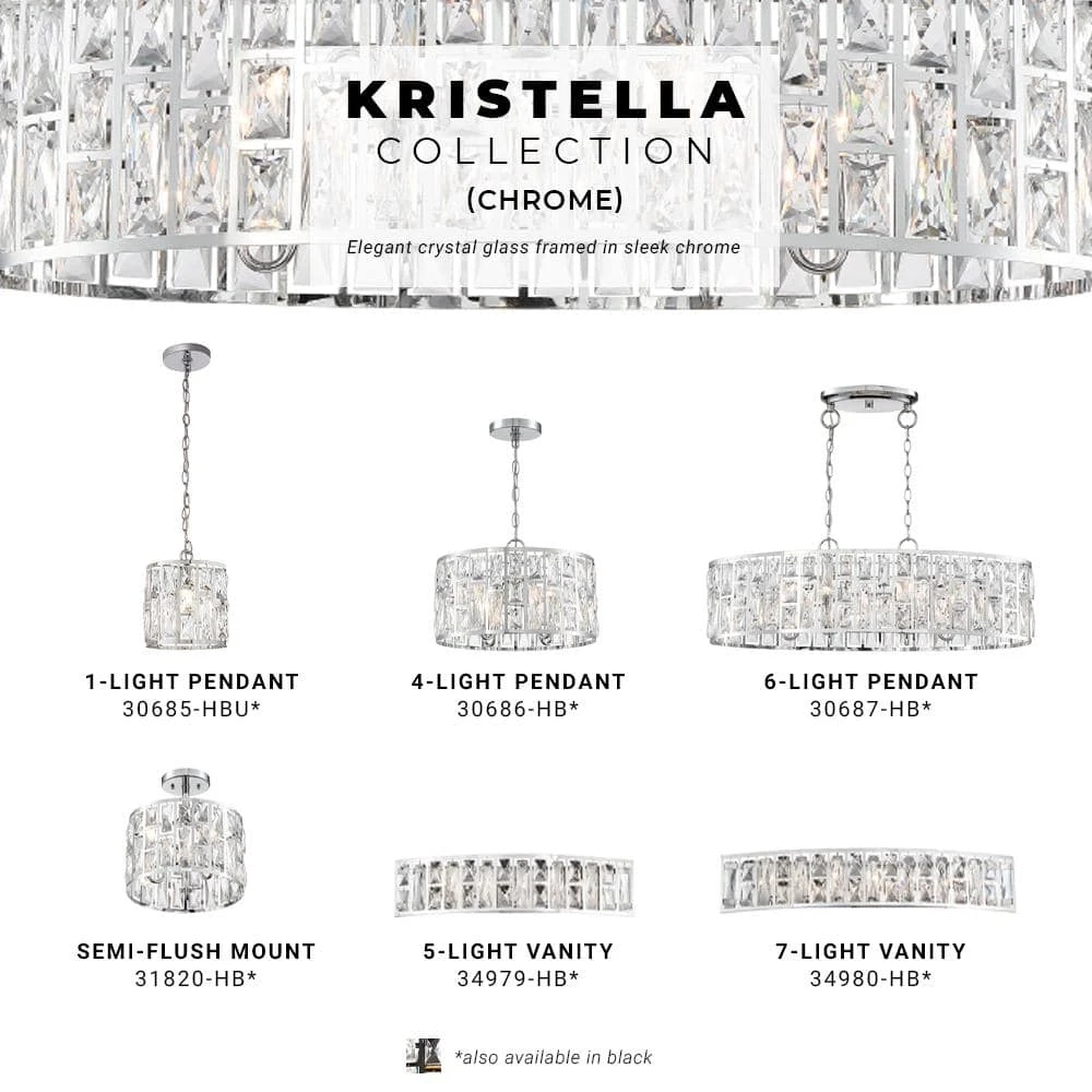 Home Decorators Collection Kristella 1-Light Crystal and Chrome Pendant 8 Home Decorators Collection Kristella 1-Light Crystal and Chrome Pendant - Image 6