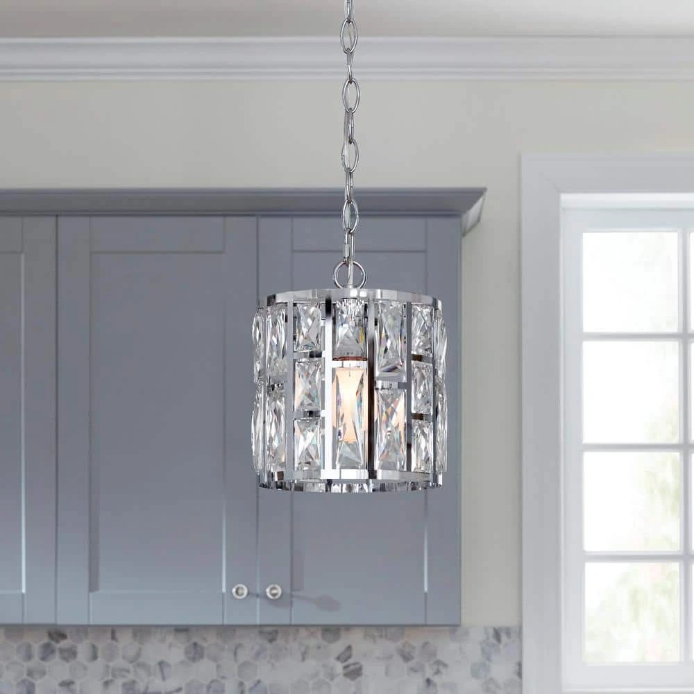 Home Decorators Collection Kristella 1-Light Crystal and Chrome Pendant 4 Home Decorators Collection Kristella 1-Light Crystal and Chrome Pendant - Image 2