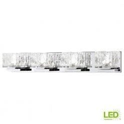 Home Decorators Collection Tulianne 75-Watt Equivalent 4-Light Chrome LED Vanity Light with Clear Cube Glass -Flora Home Decorators Soldes chrome home decorators collection vanity lighting 22844 31 1000