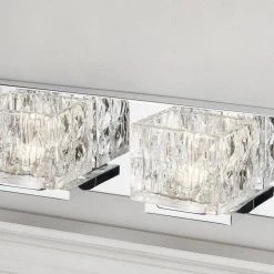 Home Decorators Collection Tulianne 75-Watt Equivalent 4-Light Chrome LED Vanity Light with Clear Cube Glass -Flora Home Decorators Soldes chrome home decorators collection vanity lighting 22844 66 1000
