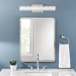 Home Decorators Collection Keighley 24 in. 1-Light Chrome Integrated LED Bathroom Vanity Light Bar with Crystal Shade -Flora Home Decorators Soldes chrome home decorators collection vanity lighting 4151 ndm 31 1000