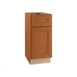 Home Decorators Collection Hargrove Assembled 18x34.5x24 in. Plywood Shaker Base Kitchen Cabinet Right Soft Close in Stained Cinnamon