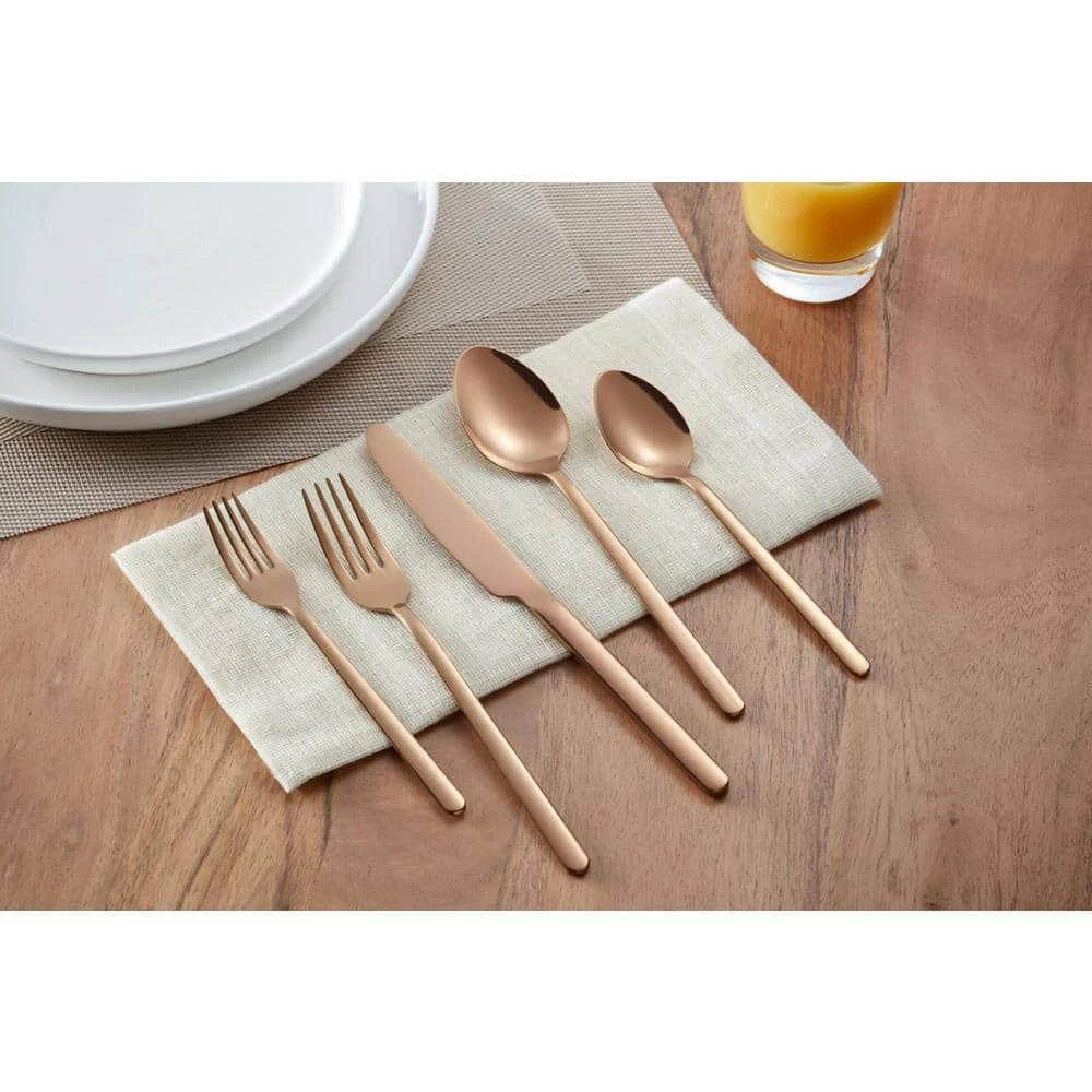 Home Decorators Collection Brenner 20-Piece Copper Finished Stainless Steel Flatware Set (Service for 4) 4 Home Decorators Collection Brenner 20-Piece Copper Finished Stainless Steel Flatware Set (Service for 4) - Image 2