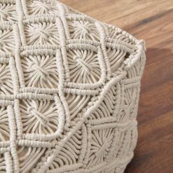 Home Decorators Collection Cream Square Macrame Floor Pouf Ottoman (20 in.) -Flora Home Decorators Soldes cream home decorators collection ottomans mh 1839 a0 1000