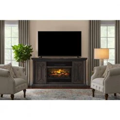 Home Decorators Collection Madison 68 in. Freestanding Electric Fireplace TV Stand in Dark Brown -Flora Home Decorators Soldes dark brown home decorators collection fireplace tv stands hdfp68 51ae 1d 1000