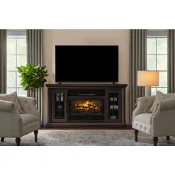 Home Decorators Collection Madison 68 in. Freestanding Electric Fireplace TV Stand in Dark Chocolate -Flora Home Decorators Soldes dark chocolate home decorators collection fireplace tv stands hdfp68 51e 40 1000