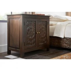 Home Decorators Collection Katya Dark Coffee Hand Carved Wood Nightstand (32 in W. X 30 in H.) -Flora Home Decorators Soldes dark coffee home decorators collection nightstands acac oc008d 40 1000