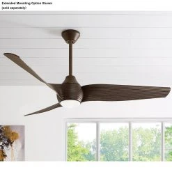 Home Decorators Collection Kayden DC 60 in. White Color Changing Integrated LED Indoor/Outdoor Dark Oak Ceiling Fan with Light Kit and Remote -Flora Home Decorators Soldes dark oak home decorators collection ceiling fans with lights 52060 66 1000