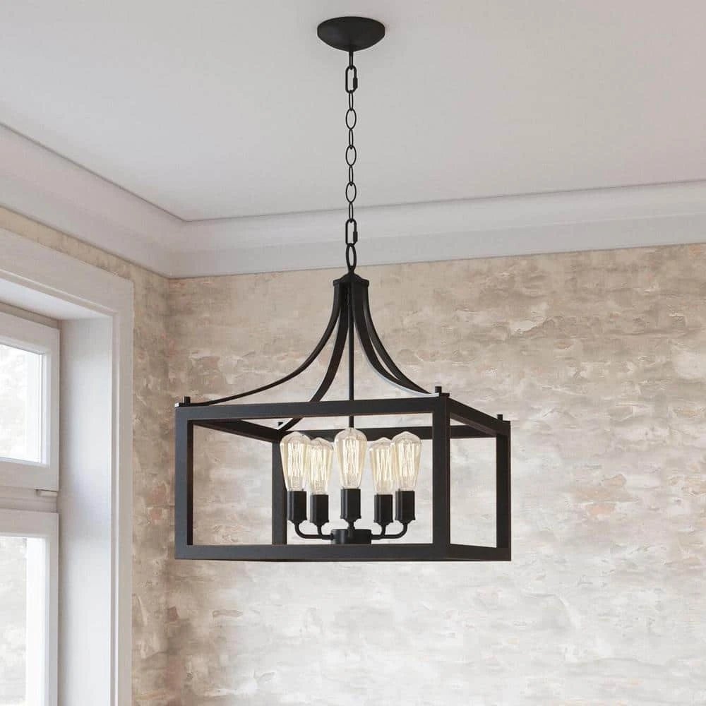 Home Decorators Collection Boswell Quarter 20 in. 5-Light Distressed Black Farmhouse Pendant for Kitchen or Entryway 5 Home Decorators Collection Boswell Quarter 20 in. 5-Light Distressed Black Farmhouse Pendant for Kitchen or Entryway - Image 3