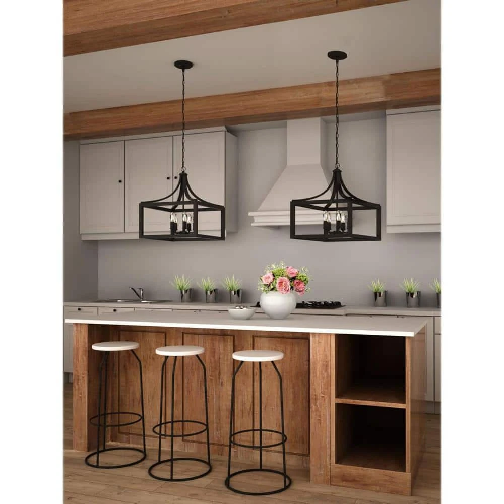 Home Decorators Collection Boswell Quarter 20 in. 5-Light Distressed Black Farmhouse Pendant for Kitchen or Entryway 6 Home Decorators Collection Boswell Quarter 20 in. 5-Light Distressed Black Farmhouse Pendant for Kitchen or Entryway - Image 4