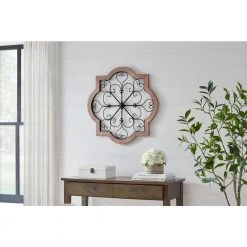 Home Decorators Collection Quatrefoil Medallion Farmhouse Metal and Wood Dimensional Wall Art (26 in. W x 26 in. H) -Flora Home Decorators Soldes distressed finish with black home decorators collection wall sculptures dc21 37023 e1 1000