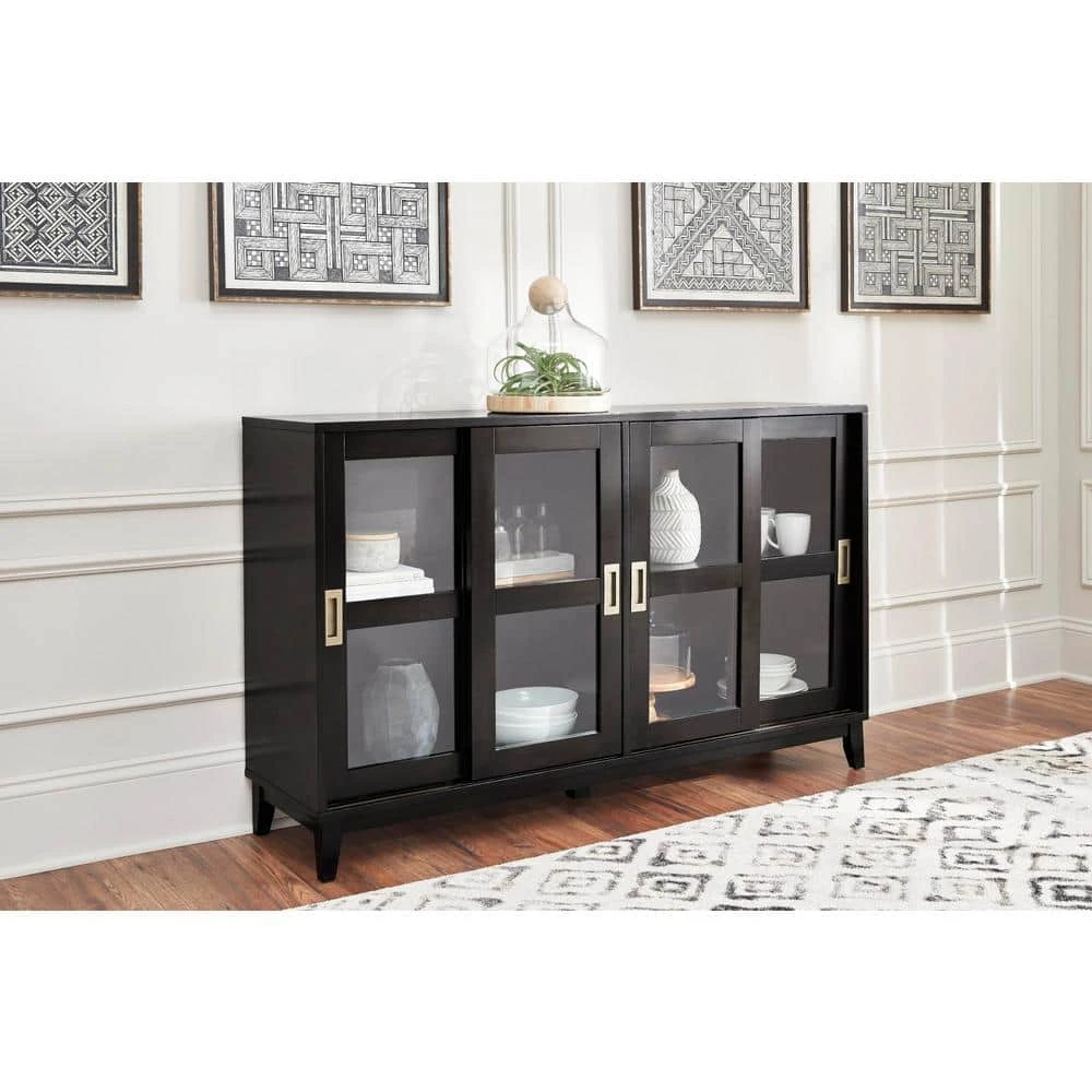 Home Decorators Collection Canonbury Ebony Wood Buffet Table with Glass Doors (55.30 in. W x 34 in. H) 5 Home Decorators Collection Canonbury Ebony Wood Buffet Table with Glass Doors (55.30 in. W x 34 in. H) - Image 3
