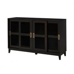 Home Decorators Collection Canonbury Ebony Wood Buffet Table with Glass Doors (55.30 in. W x 34 in. H)