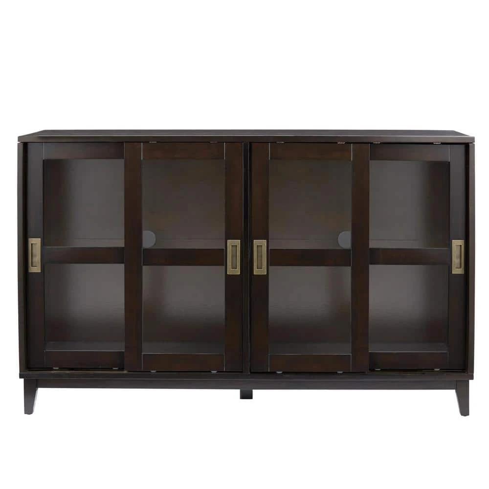 Home Decorators Collection Canonbury Ebony Wood Buffet Table with Glass Doors (55.30 in. W x 34 in. H) 6 Home Decorators Collection Canonbury Ebony Wood Buffet Table with Glass Doors (55.30 in. W x 34 in. H) - Image 4