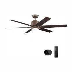 Home Decorators Collection Kensgrove 54 in. Integrated LED Indoor Espresso Bronze Ceiling Fan with Light Kit Works with Google Assistant and Alexa