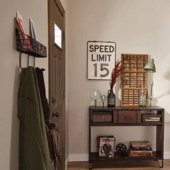 Home Decorators Collection 17.75 in. Flat Black Industrial Basket Hook Rail -Flora Home Decorators Soldes flat black home decorators collection hooks r30314h fb u1 a0 1000