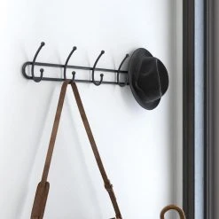 Home Decorators Collection 27 in. L Black Wire Hook Rail -Flora Home Decorators Soldes flat black home decorators collection hooks r44044h fb u e1 1000