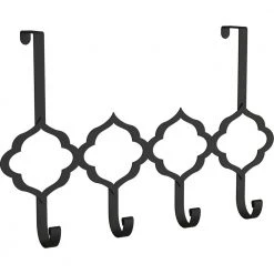 Home Decorators Collection 16 in. Black Quatrafoil Over the Door Hook Rail