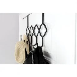 Home Decorators Collection 16 in. Black Quatrafoil Over the Door Hook Rail -Flora Home Decorators Soldes flat black home decorators collection hooks r44146h fb u a0 1000