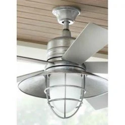 Home Decorators Collection Grayton 54 in. LED Indoor/Outdoor Galvanized Ceiling Fan with Light Kit and Remote Control -Flora Home Decorators Soldes galvanized home decorators collection ceiling fans with lights 24343 1d 1000