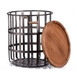 Home Decorators Collection Round Galvanized Metal Decorative Basket with Wood Lid (Set of 2) -Flora Home Decorators Soldes galvanized home decorators collection storage baskets da223658ahd 1d 1000