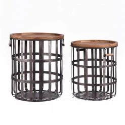 Home Decorators Collection Round Galvanized Metal Decorative Basket with Wood Lid (Set of 2) -Flora Home Decorators Soldes galvanized home decorators collection storage baskets da223658ahd 77 1000