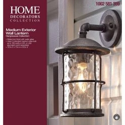 Home Decorators Collection Hargreaves 7-1/2 in. One-Light Black Rustic Farmhouse Outdoor Wall Lantern Sconce with Seeded Glass -Flora Home Decorators Soldes gilded iron home decorators collection outdoor sconces 7956hdcgidi 40 1000