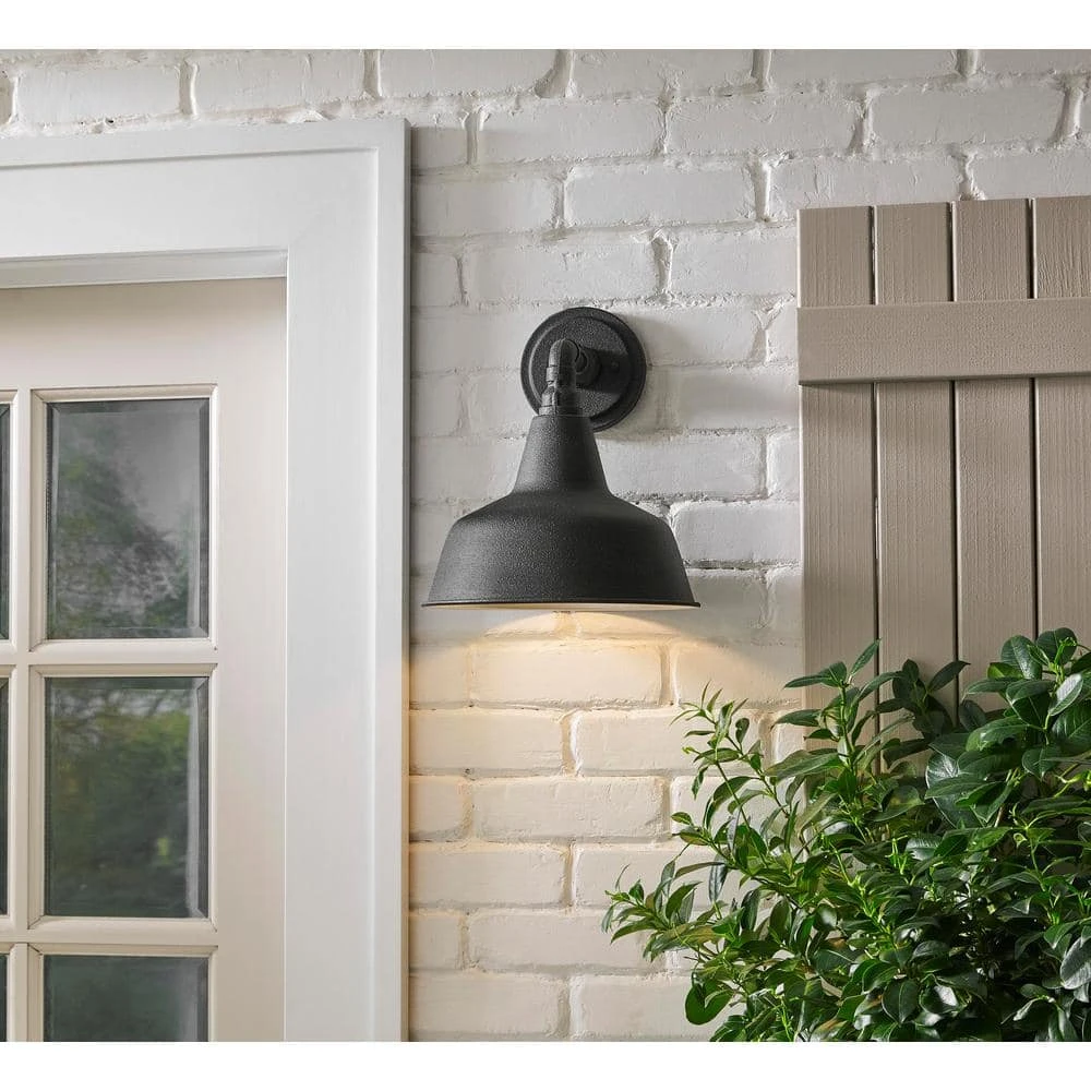 Home Decorators Collection Hargreaves 11 in. One-Light Black Rustic Farmhouse Outdoor Wall Lantern Sconce with Seeded Glass 4 Home Decorators Collection Hargreaves 11 in. One-Light Black Rustic Farmhouse Outdoor Wall Lantern Sconce with Seeded Glass - Image 2