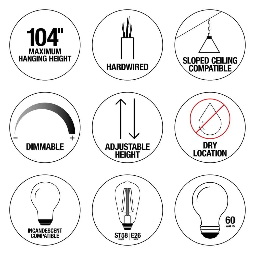 Home Decorators Collection Palermo Grove 14 in. 3-Light Gilded Iron Farmhouse Kitchen Pendant with Hand Painted Walnut Accents 5 Home Decorators Collection Palermo Grove 14 in. 3-Light Gilded Iron Farmhouse Kitchen Pendant with Hand Painted Walnut Accents - Image 3