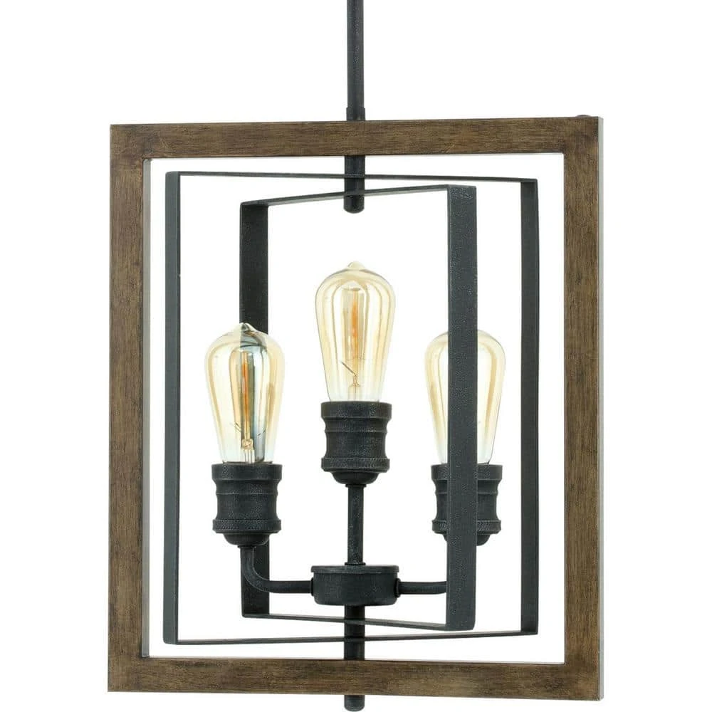 Home Decorators Collection Palermo Grove 14 in. 3-Light Gilded Iron Farmhouse Kitchen Pendant with Hand Painted Walnut Accents 3 Home Decorators Collection Palermo Grove 14 in. 3-Light Gilded Iron Farmhouse Kitchen Pendant with Hand Painted Walnut Accents