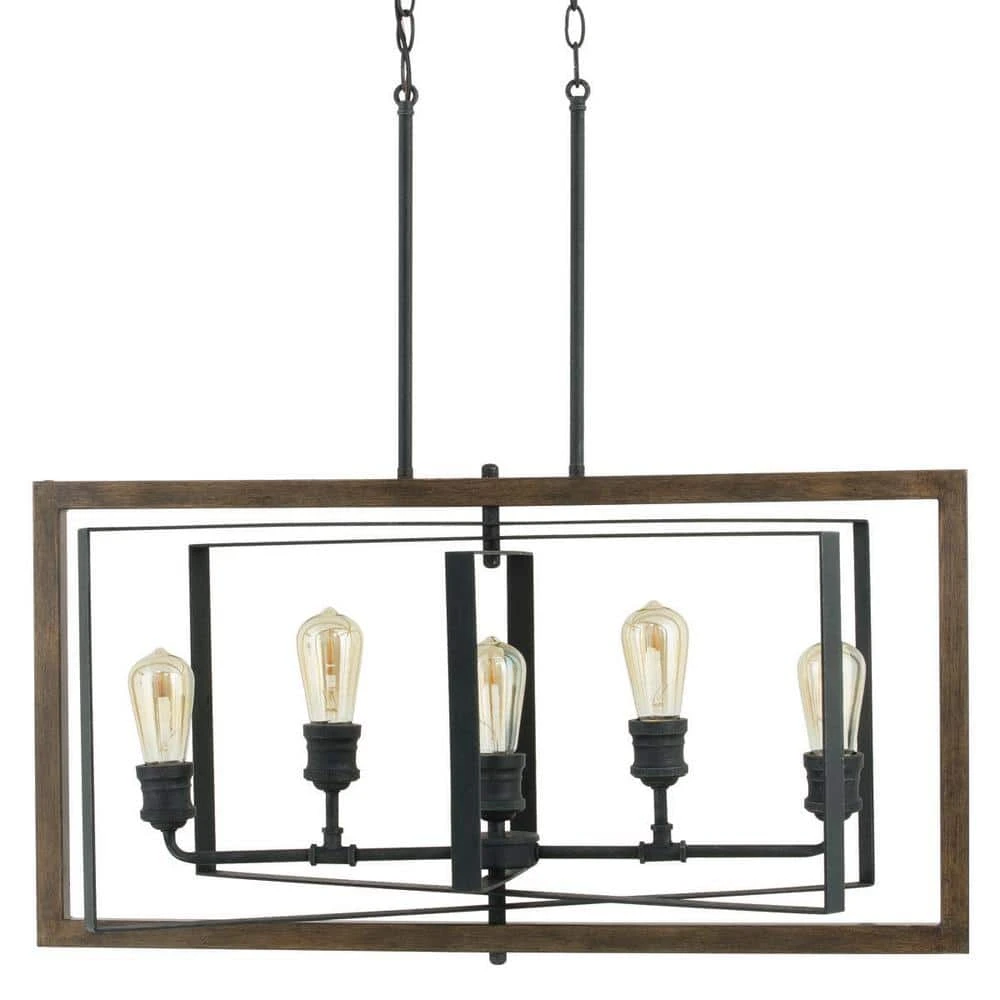Home Decorators Collection Palermo Grove 31.88 in. 5-Light Black Gilded Iron Linear Farmhouse Chandelier 3 Home Decorators Collection Palermo Grove 31.88 in. 5-Light Black Gilded Iron Linear Farmhouse Chandelier