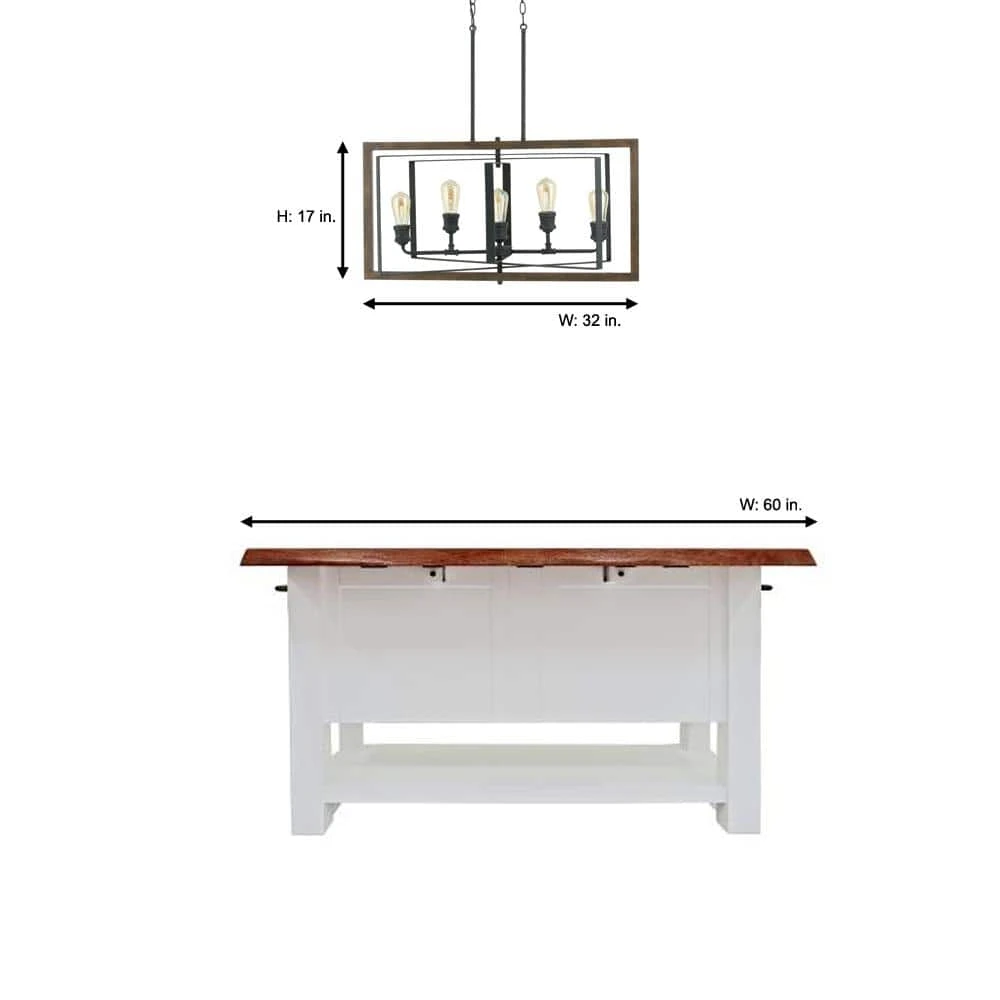 Home Decorators Collection Palermo Grove 31.88 in. 5-Light Black Gilded Iron Linear Farmhouse Chandelier 8 Home Decorators Collection Palermo Grove 31.88 in. 5-Light Black Gilded Iron Linear Farmhouse Chandelier - Image 6