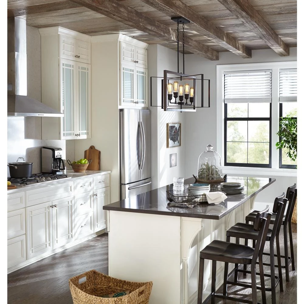 Home Decorators Collection Palermo Grove 31.88 in. 5-Light Black Gilded Iron Linear Farmhouse Chandelier 9 Home Decorators Collection Palermo Grove 31.88 in. 5-Light Black Gilded Iron Linear Farmhouse Chandelier - Image 7