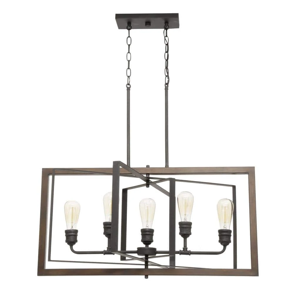 Home Decorators Collection Palermo Grove 31.88 in. 5-Light Black Gilded Iron Linear Farmhouse Chandelier 10 Home Decorators Collection Palermo Grove 31.88 in. 5-Light Black Gilded Iron Linear Farmhouse Chandelier - Image 8