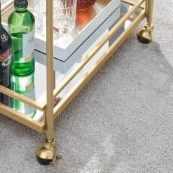 Home Decorators Collection Gold Metal Bar Cart with Mirrored Glass Shelves (29 in. W) -Flora Home Decorators Soldes gold home decorators collection bar carts p160242xx 1d 1000
