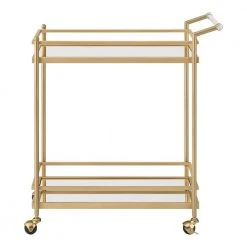 Home Decorators Collection Gold Metal Bar Cart with Mirrored Glass Shelves (29 in. W)