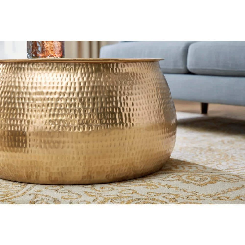 Home Decorators Collection Calluna 31 in. Gold Medium Round Metal Coffee Table with Lift Top 6 Home Decorators Collection Calluna 31 in. Gold Medium Round Metal Coffee Table with Lift Top - Image 4
