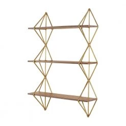 Home Decorators Collection 37 in. H x 27 in. W x 7 in. D Wood and Gold Metal Wall-Mount Bookshelf -Flora Home Decorators Soldes gold home decorators collection decorative shelving l175586xx 66 1000